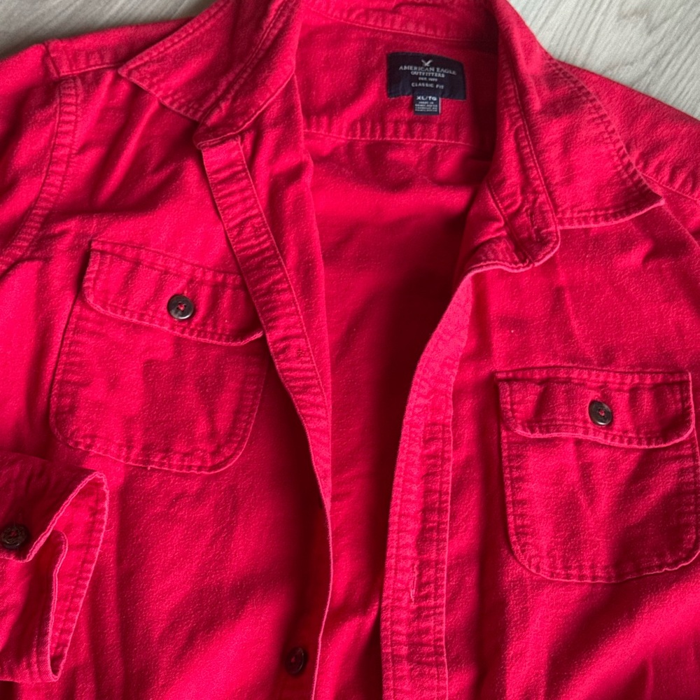Red Button-Up Shacket - Picture 2 of 2